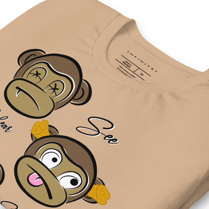 No Evil Theme Graphic Tee, folded front left view.