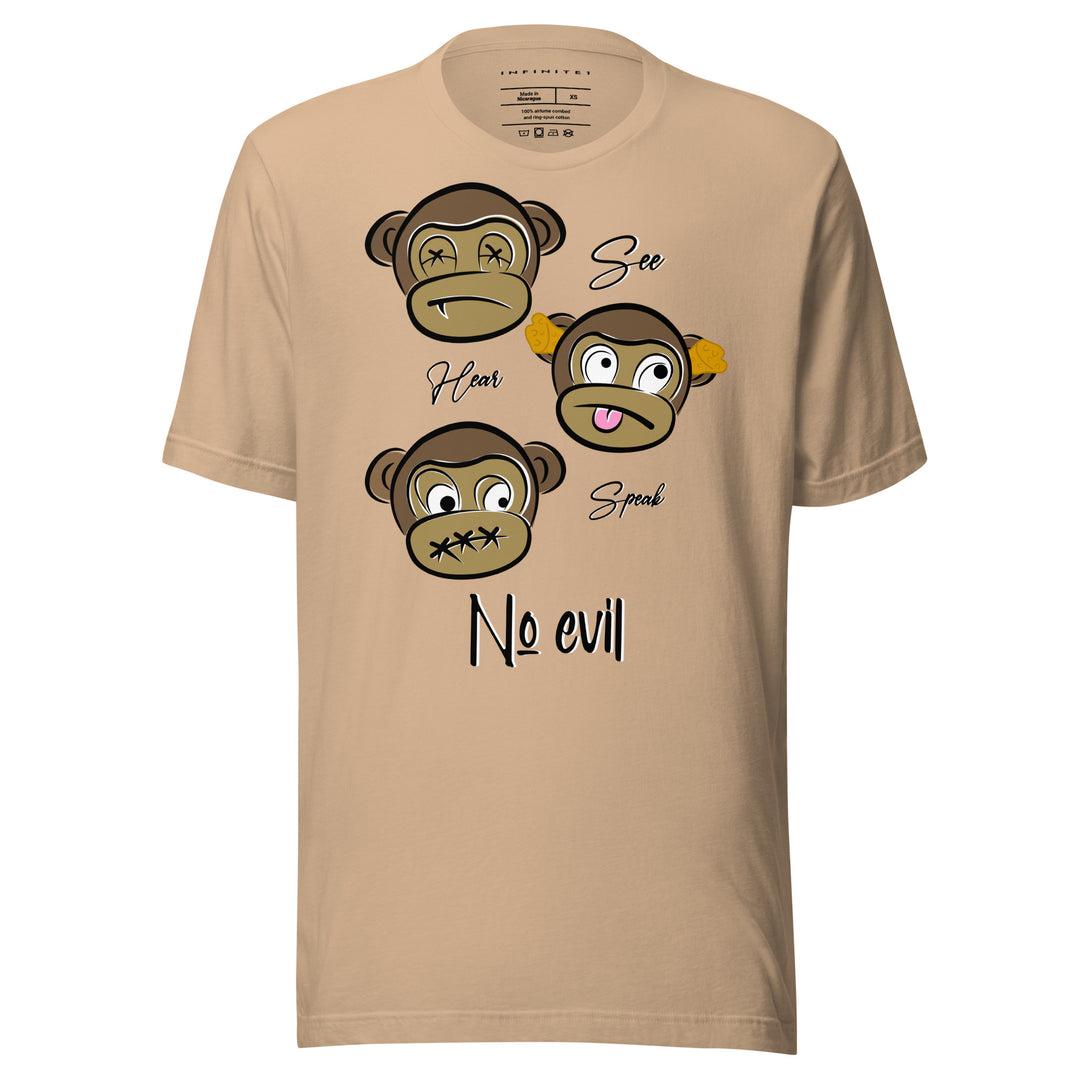 No Evil Theme Graphic Tee, front view.