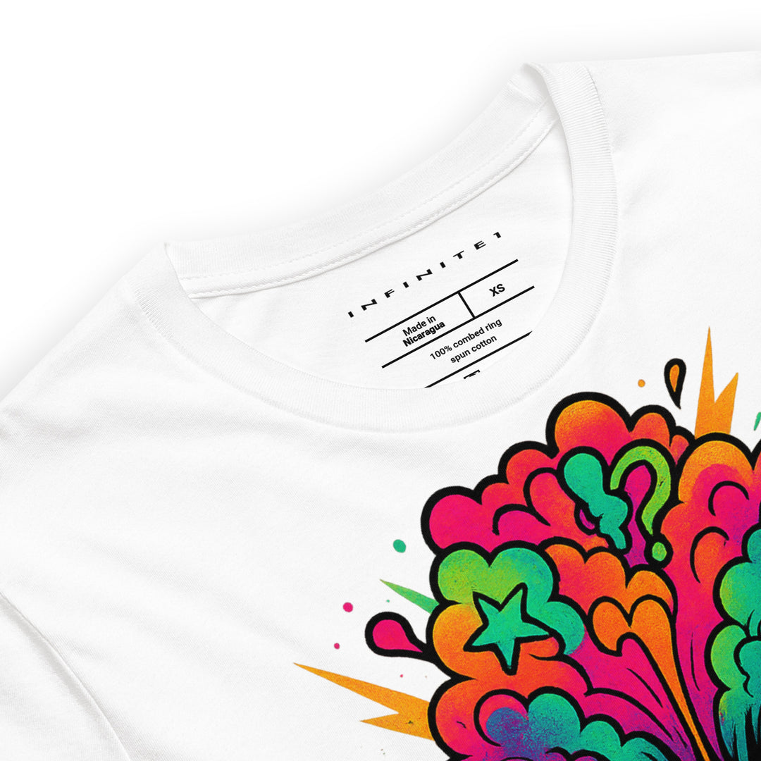 Skull Mind Blown Graphic Tee, close-up front view.