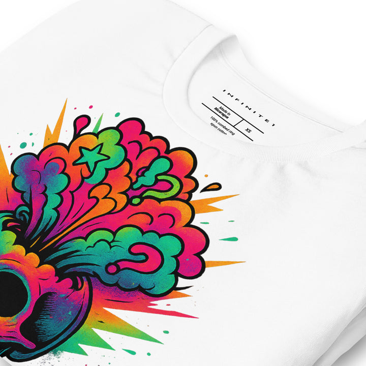 Skull Mind Blown Graphic Tee, folded front left view.