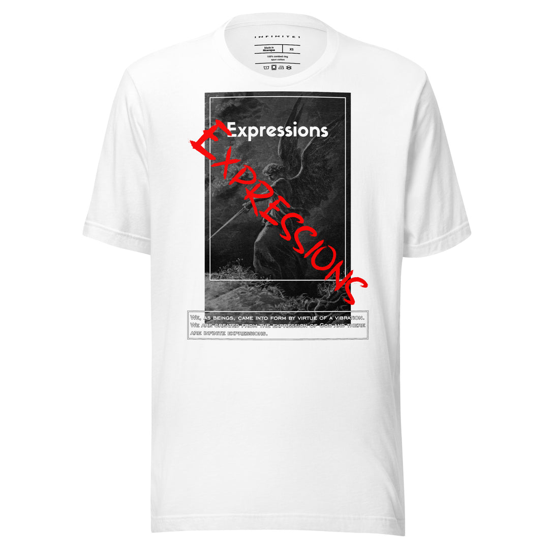 Slogan and Guardian Angel Graphic Tee, front view.