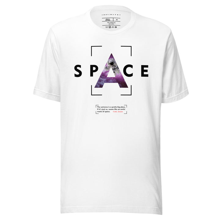 Space Theme And Quote Graphic Tee, front view.