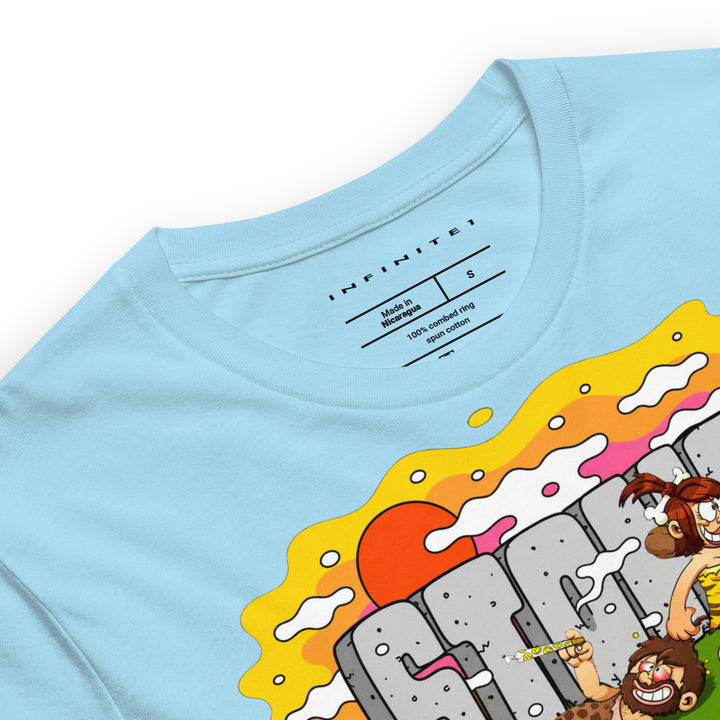 Stoned Age Graphic Tee (blue), close-up front view.