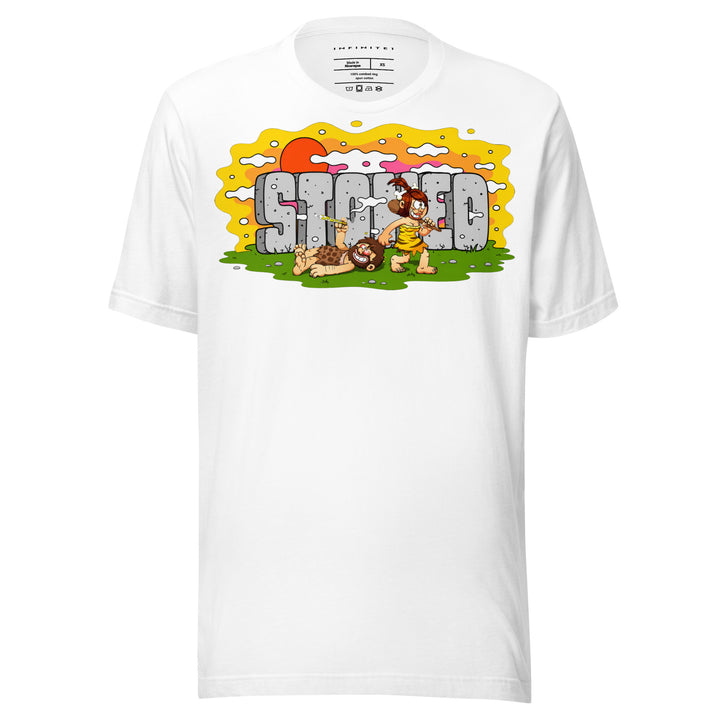 Stoned Age Graphic Tee (white), front view.