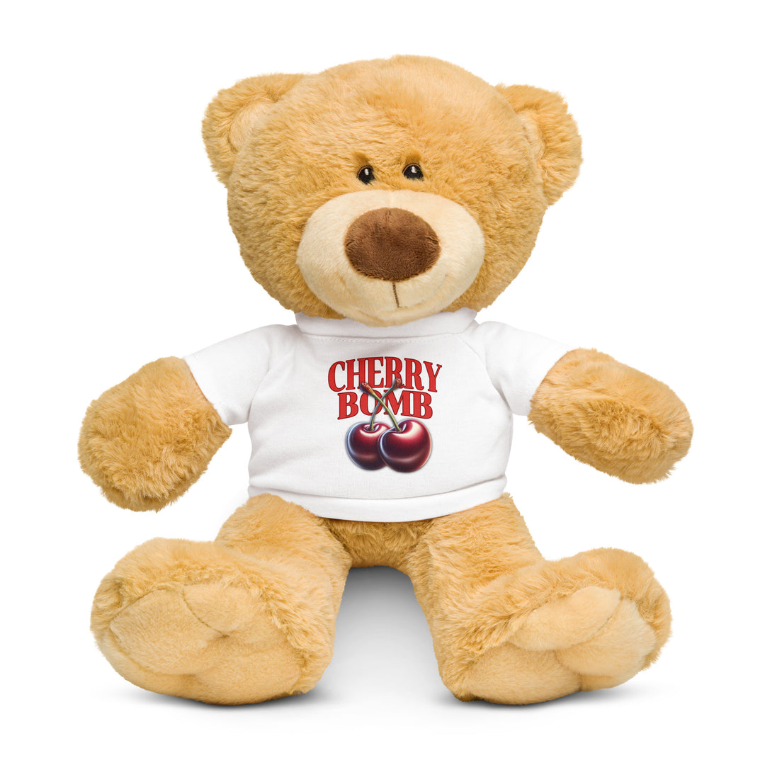 Teddy Bear With Cherry Bomb Tee, front.