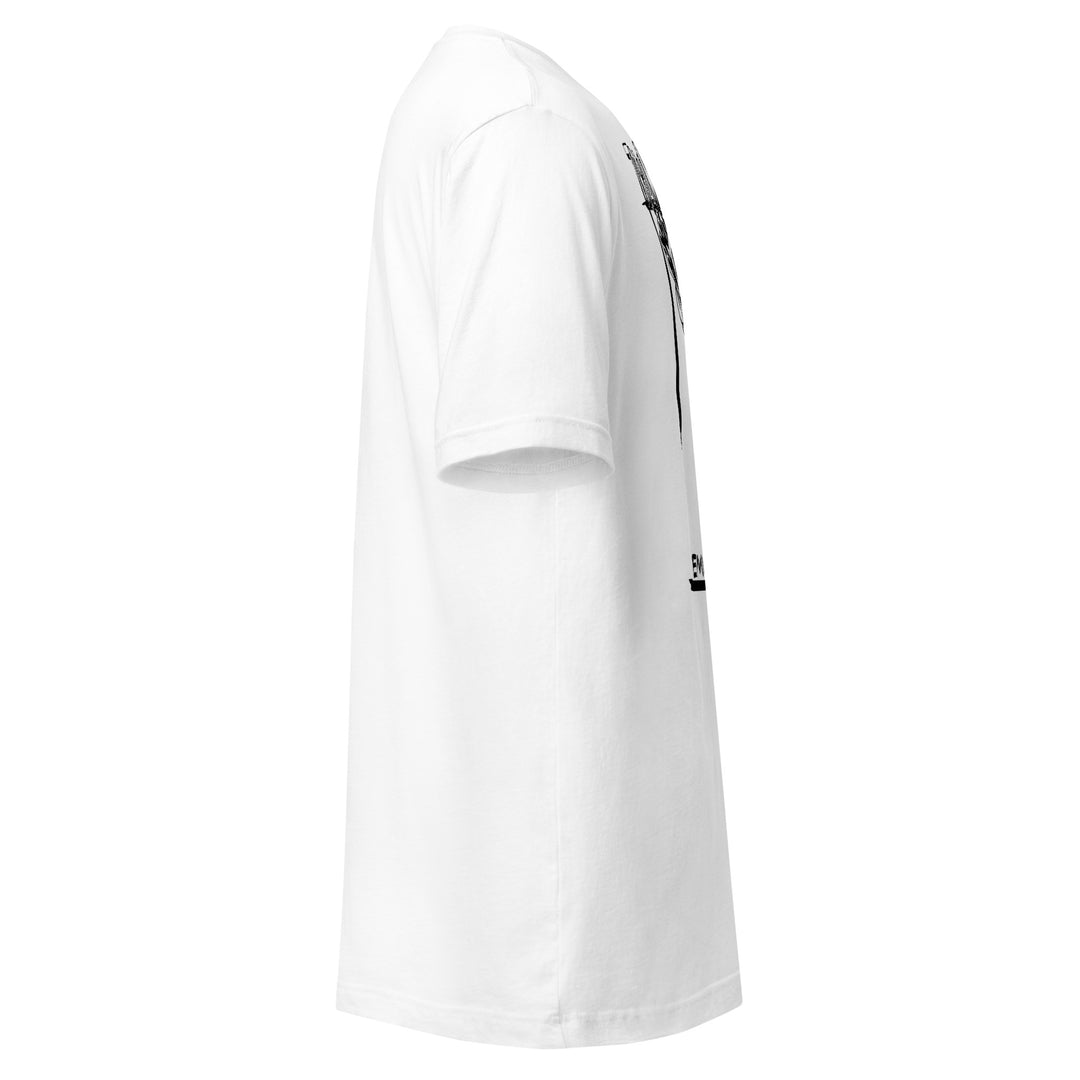 Triumphant Cartoon Statue Graphic Tee, right view.