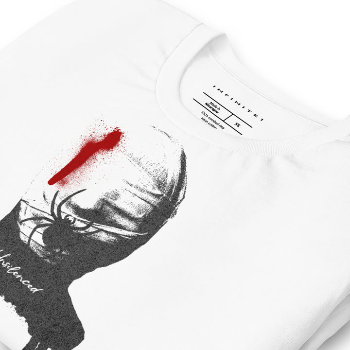 Unsilenced Theme Graphic Tee, folded front left view
