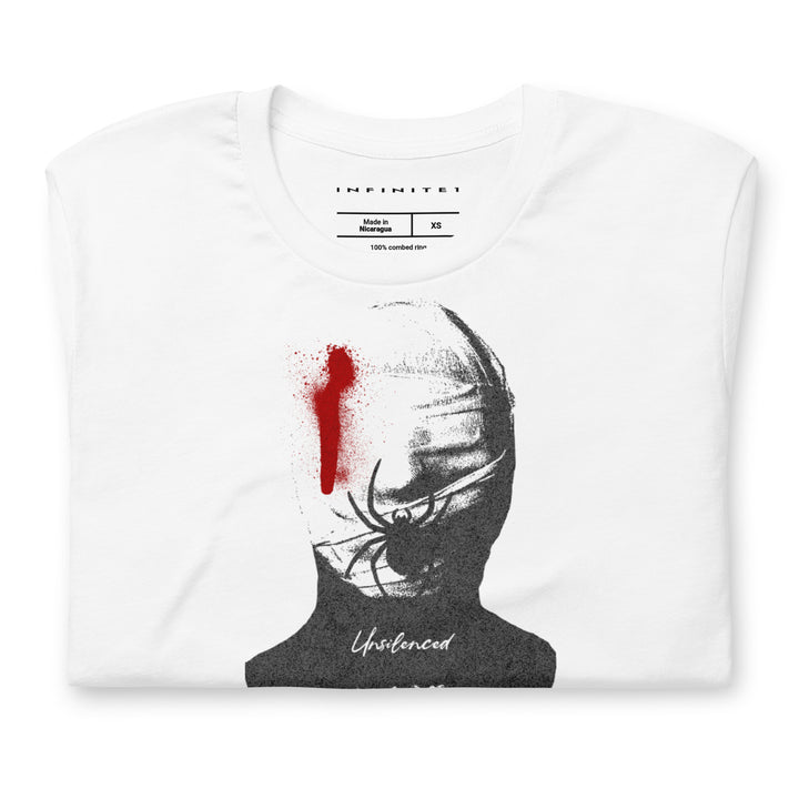 Unsilenced Theme Graphic Tee, folded front view