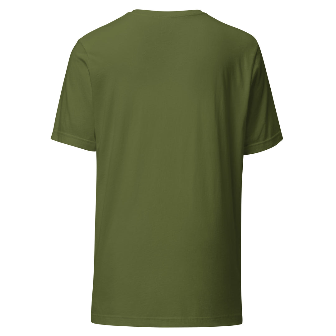 Urban Culture Graphic Tee in Olive, back view.
