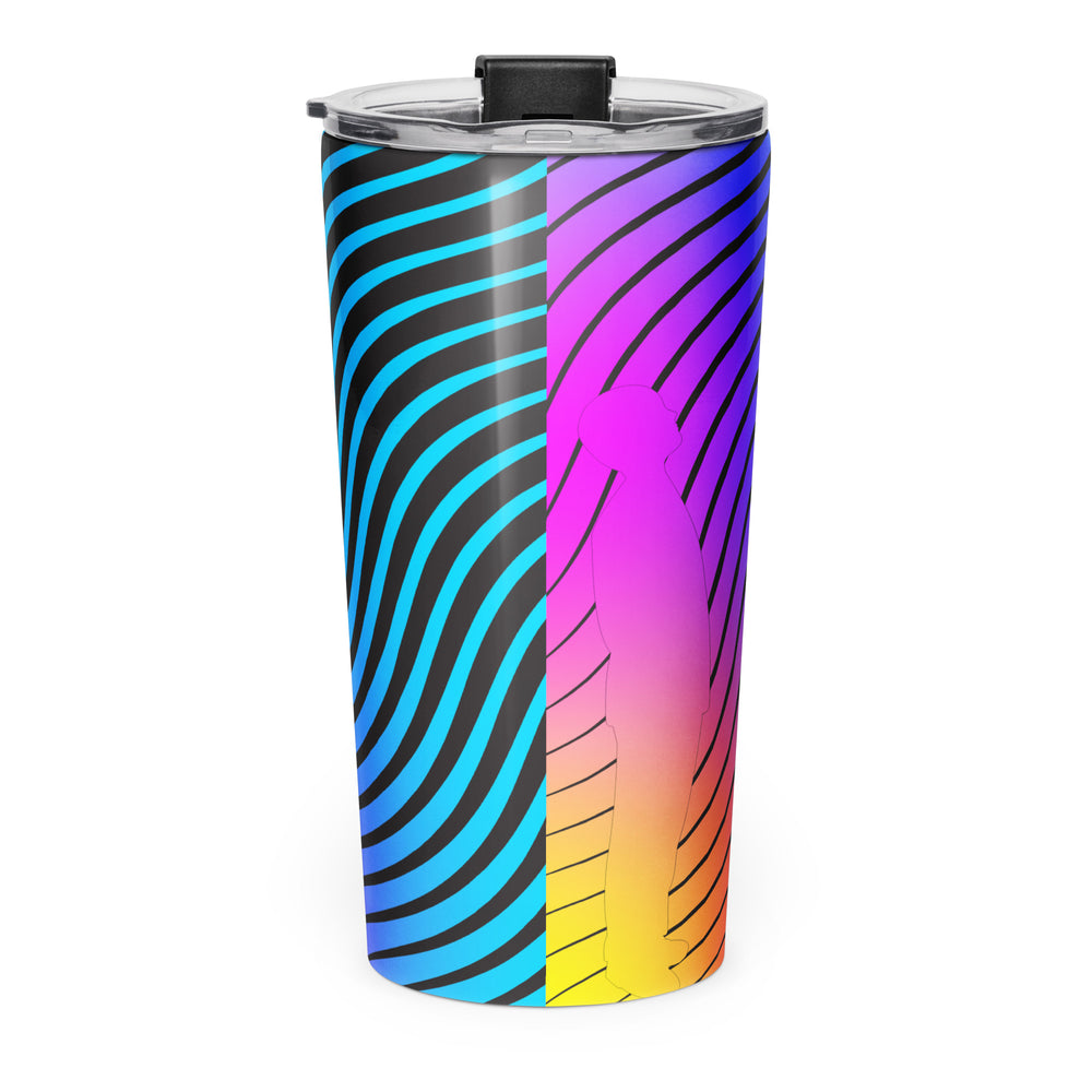 Vibrational Man Stainless Steel Tumbler Blue - Back View | Infinite1