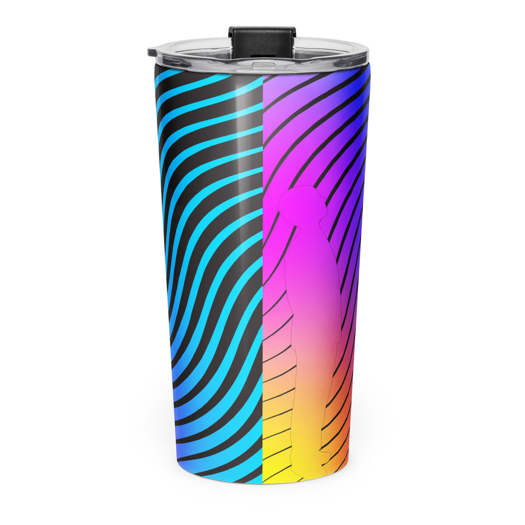 Vibrational Man Stainless Steel Tumbler Blue - Back View | Infinite1