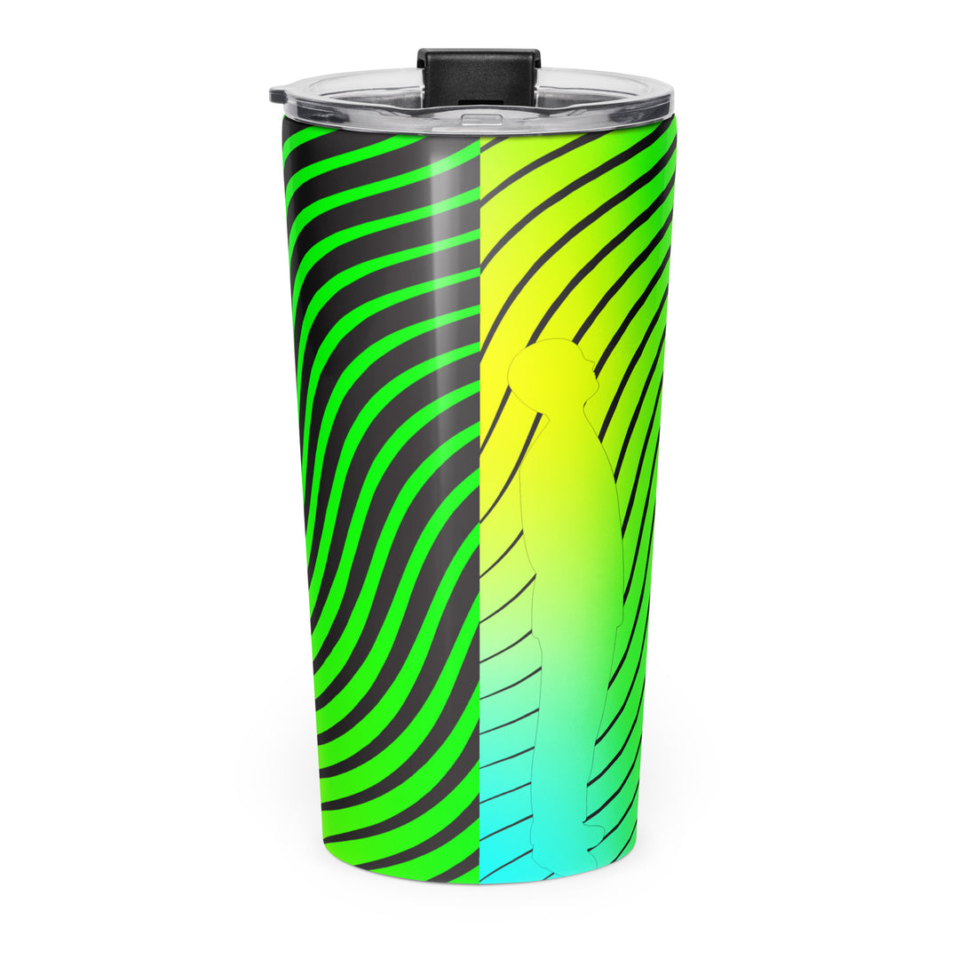 Vibrational Man Stainless Steel Tumbler Green - Back View | Infinite1