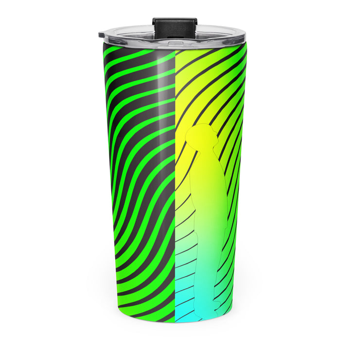Vibrational Man Stainless Steel Tumbler Green - Back View | Infinite1
